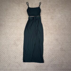 Elegant Dark Green Skirt Set